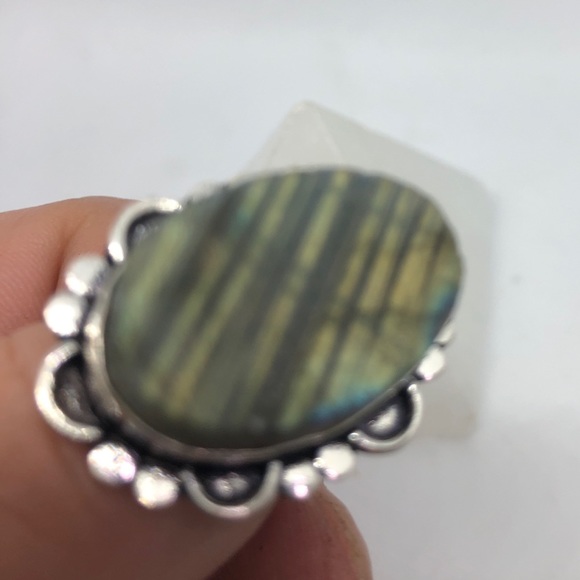 Rough Cut Labradorite Ring - Picture 2 of 5
